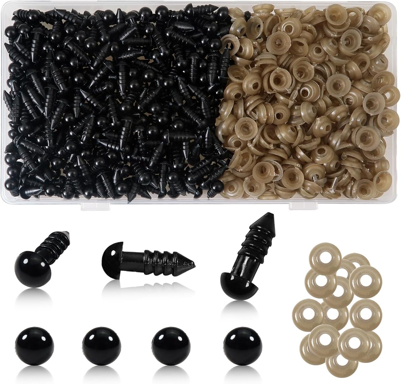 300pcs 6mm Black Safety Eyes with Washers for Amigurumi, Crochet Dolls, and Stuffed Animals
